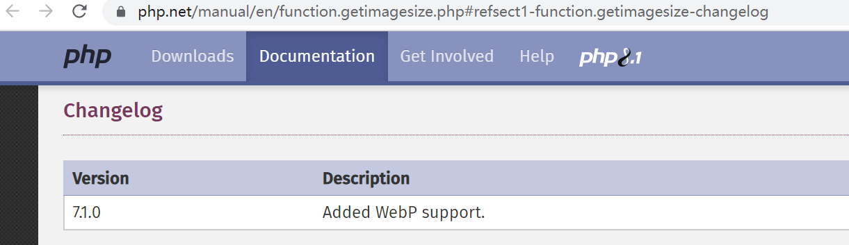 PHP在7.1之后getimagesize()函数才能支持webp格式